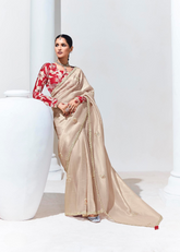 Beige Organza Saree with Embroidery & Sequins Work