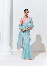 Pastel Blue Organza Saree with Sequin Embroidery