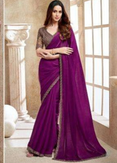 Royal Orchid Fendi Chiffon Saree with Intricate Zari Embroidery