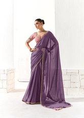 Lilac Tissue Saree with Pink Sequined Blouse