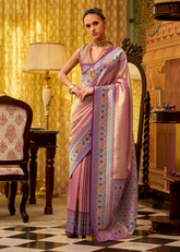 Lavender Tissue Silk Saree with Designer Border