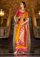 Royal Mustard Banarasi Silk Saree with Zari Rich Pallu
