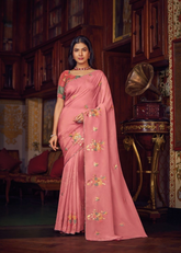 Dusty Rose Chiffon Saree with Sequin Embroidery Work