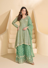 Light Green Georgette Sharara Suit Set