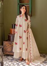 Floral Cotton Suit Set with Latkan Neckline & Dupatta