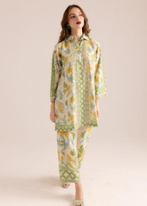 Yellow & Green Floral Cotton Coord Set