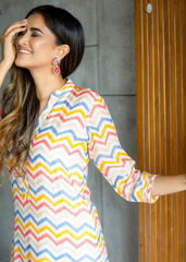 Mustard Yellow Pure Maslin Kurti Set with Digital Print & Full Inner