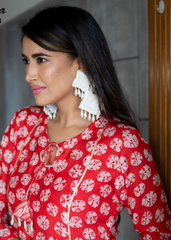 Lavender Pure Maslin Kurti Set with Digital Print & Heavy Crepe Inner