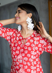 Lavender Pure Maslin Kurti Set with Digital Print & Heavy Crepe Inner