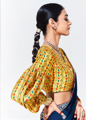 Royal Blue Organza Saree with Embroidered Border