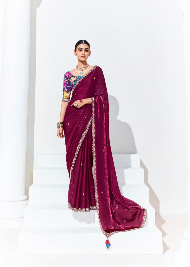 Maroon Party Saree with Butti & Designer Blouse