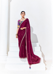 Maroon Party Saree with Butti & Designer Blouse