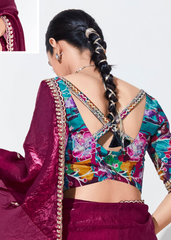 Maroon Party Saree with Butti & Designer Blouse