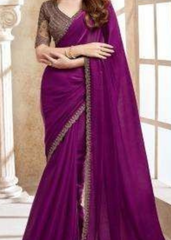 Royal Orchid Fendi Chiffon Saree with Intricate Zari Embroidery