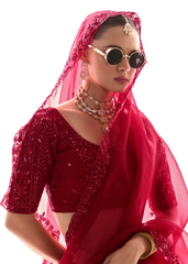 Red Sequined Saree with Matching Blouse