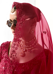 Red Sequined Saree with Matching Blouse