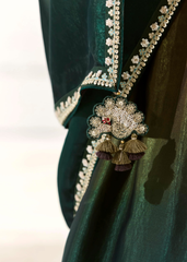 Emerald Ombre Saree with Bird Embroidered Blouse