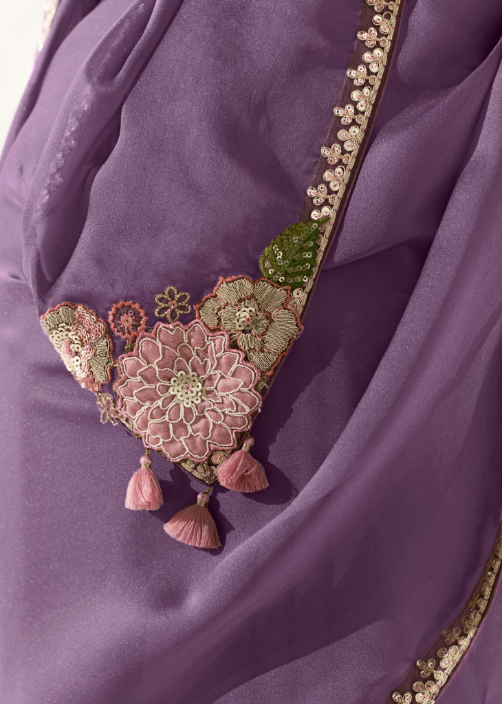 Lilac Tissue Saree with Pink Sequined Blouse