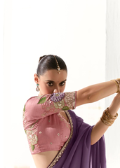 Lilac Tissue Saree with Pink Sequined Blouse