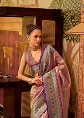 Lavender Tissue Silk Saree with Designer Border