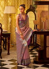 Lavender Tissue Silk Saree with Designer Border