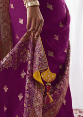 Royal Purple Kora Silk Saree with Rich Floral Border