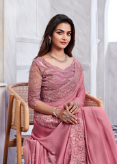 Shimmer Pink Silk Saree with Designer Blouse