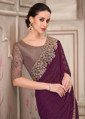 Wine Pattern Georgette Saree with Pure Silk Blouse