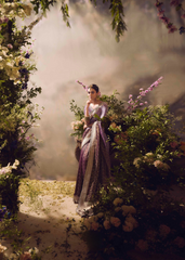 Pastel Lavender Banarasi Tissue Saree with Zari Work