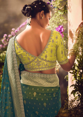 Teal Green Banarasi Tissue Saree with Zari Weaving