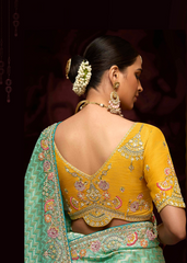 Mint Green Kanjivaram Saree with Heavy Embroidery Border