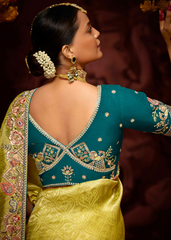 Yellow Banarasi Kanjivaram Saree with Stone Work Border