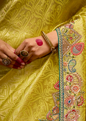 Yellow Banarasi Kanjivaram Saree with Stone Work Border