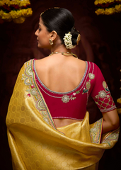 Golden Banarasi Kanjivaram Saree with Zari Weaving