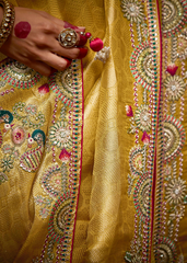 Golden Banarasi Kanjivaram Saree with Zari Weaving