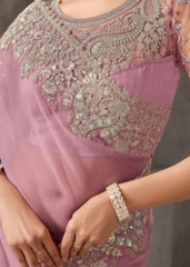 Blush Crustal Chiffon Saree with Graceful Embroidery Finish
