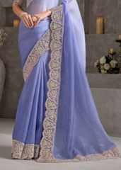 Soft Lavender Shaded Crush Saree with Elegant Embroidery Touch