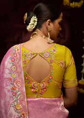 Pink Kanjivaram Saree with Pearl & Sequin Embellishment
