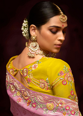 Pink Kanjivaram Saree with Pearl & Sequin Embellishment