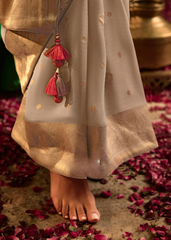 Grey Crepe Dola Silk Saree with Designer Blouse