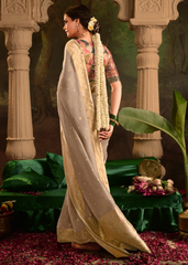 Grey Crepe Dola Silk Saree with Designer Blouse