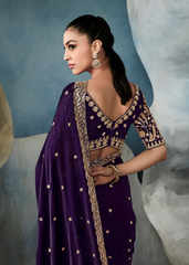 Royal Purple Tissue Saree with Gold Embroidered Blouse