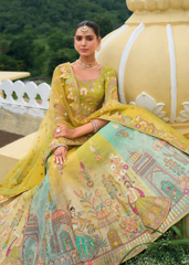 Yellow Designer Silk Lehenga with Heavy Embroidery Work