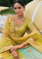 Yellow Designer Silk Lehenga with Heavy Embroidery Work