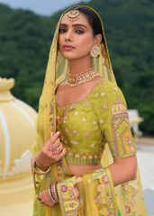 Yellow Designer Silk Lehenga with Heavy Embroidery Work