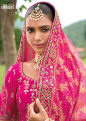 Pink Bridal Silk Lehenga with Heavy Embroidery