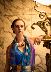 Purple Banarasi Silk Saree with Blue Zari Border