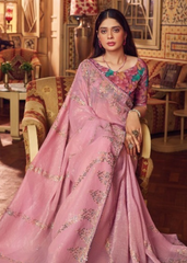 Baby Pink Shimmer Chiffon Saree with Sequin Embroidery