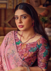 Baby Pink Shimmer Chiffon Saree with Sequin Embroidery