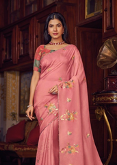 Dusty Rose Chiffon Saree with Sequin Embroidery Work